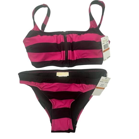 MICHAEL Michael Kors Other - Michael Kors Two-Piece Swim Suit Pink and Black Stripes Size Small New with Tags